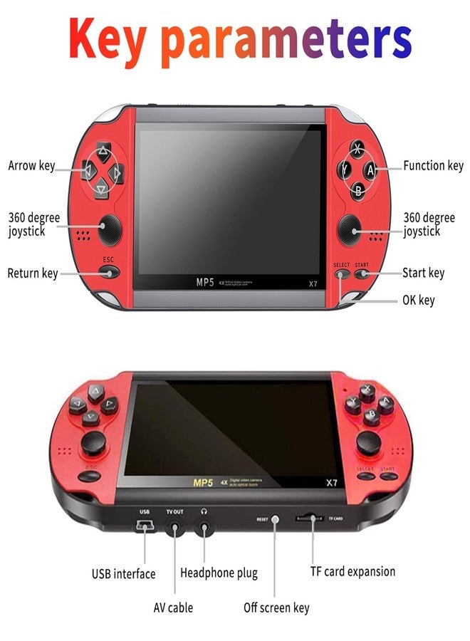 درامستون جهاز ألعاب درامستون (١٥ عامًا) X7 بلس المحمول بتصميم كلاسيكي - شاشة عالية الدقة ٤٫٣ بوصة، سعة تخزين ٨ جيجابايت، أكثر من ٢٠٠٠٠ لعبة مدمجة، مشغل وسائط MP5، وحدة تحكم مرفقة - متعة ألعاب محمولة - Image 2